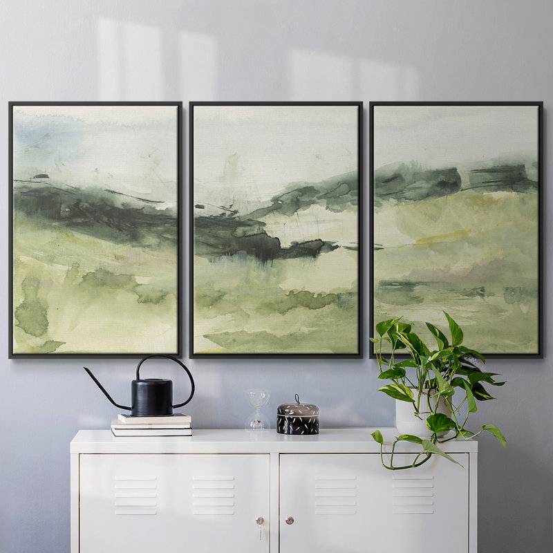 Hill Scramble II, reproduction sur toile 3 pièces, H 40 po x l 78 po x P 2 po, Cadre noir