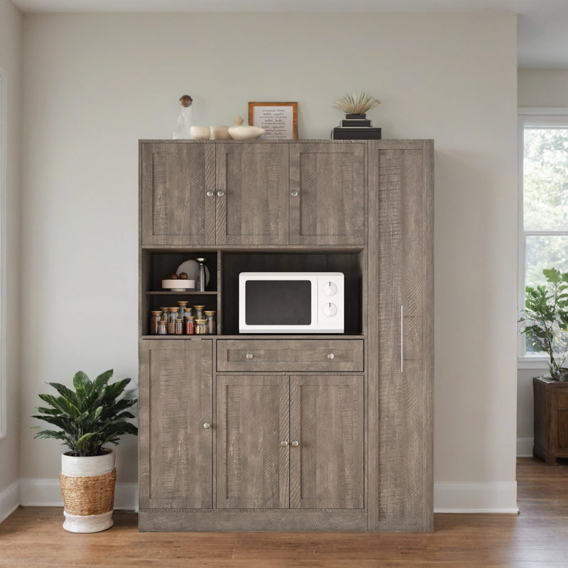 Buffet escamotable, armoire de rangement extra-profonde pour cuisine / salle à manger, Brown