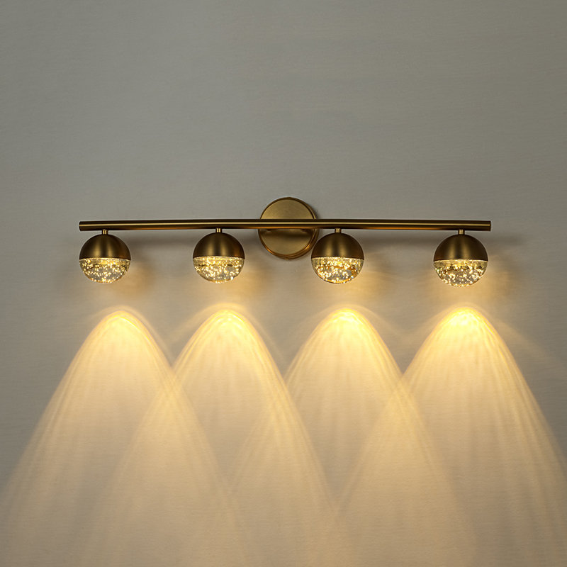 Éclairage pour salle de bain 4 lumières à DEL en verre grainé à intensité variable
