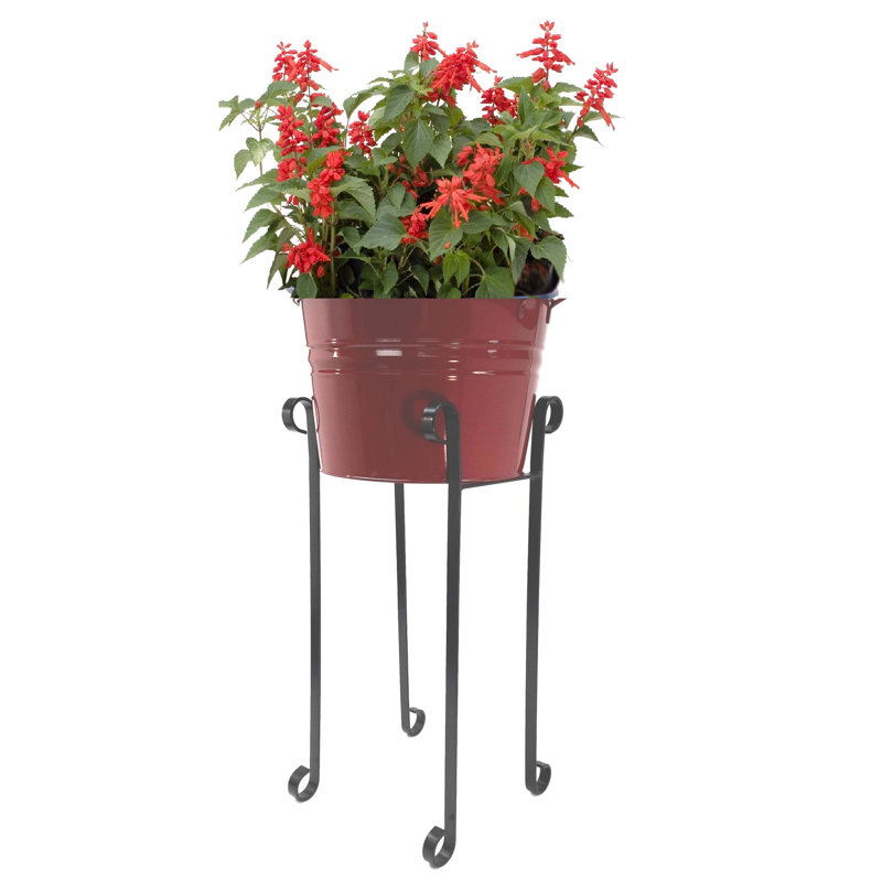 Bendt Handmade Metal Elevated Planter, Red