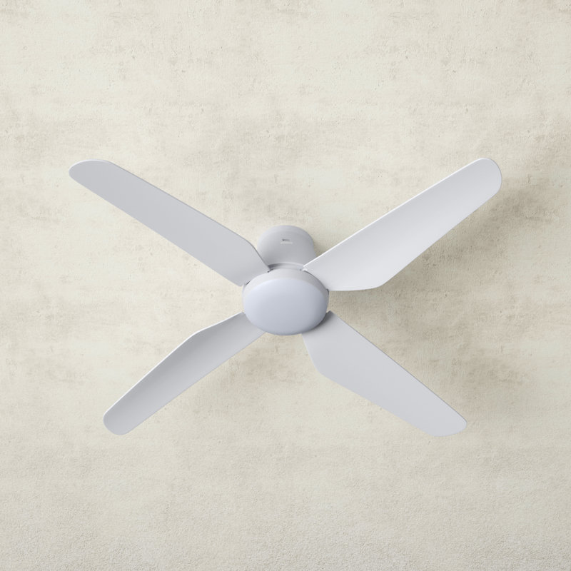 White Low Profile 52'' Ceiling Fan with Remote and LED Light