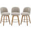 Ensemble de 3 tabourets de bar de style moderne du milieu du siècle, hauteur de comptoir, pivotants à 360°, pieds en bois massif, chaises d'îlot avec dossier.-1047842985-1047842984