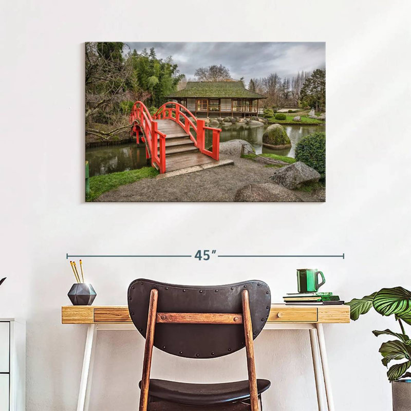Lilie Bridge In Japanese Park, 26" H x 39" W