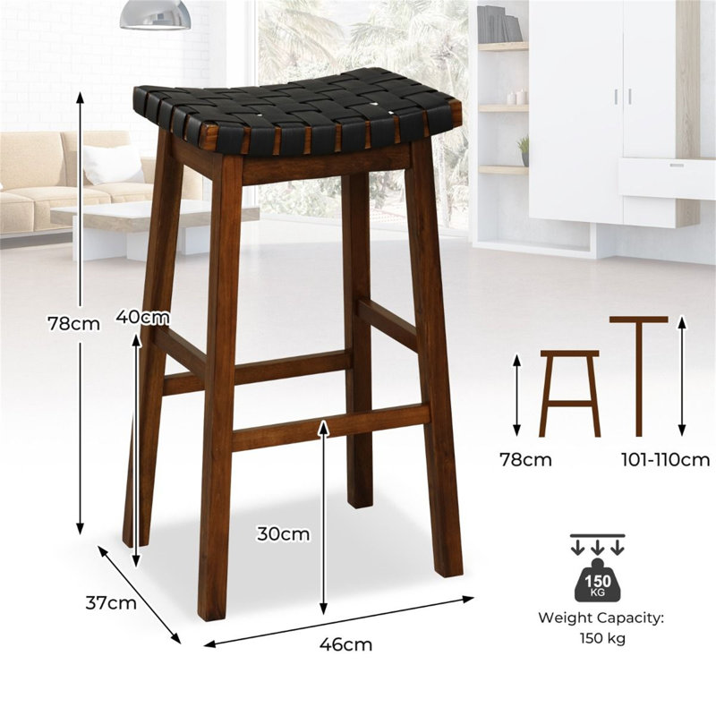 Counter Stool with Solid Wood Frame