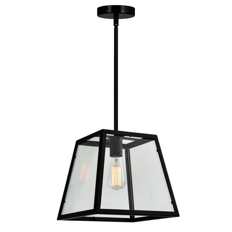 12'' Black Rustic Down Pendant Light for Kitchen Island, Bar, Entryway – LED Compatible 1-Light with E26 Bulb Base