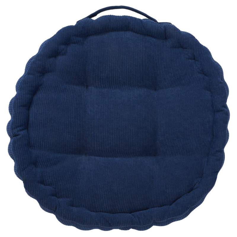 Alaris Dark Blue Round Tufted Floor Pillow