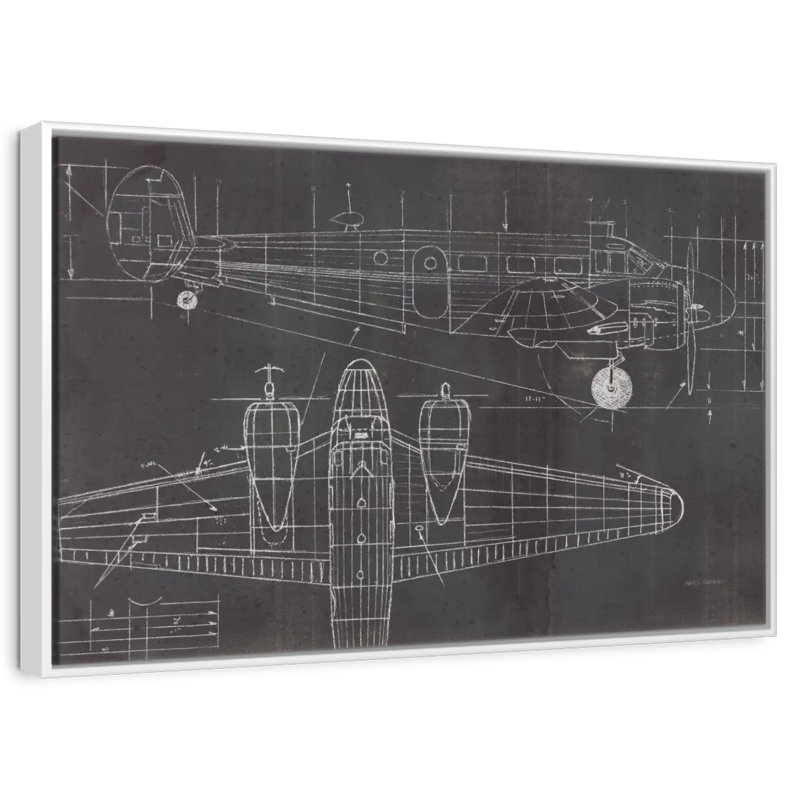 Plan de l'avion, 13 po x 9 po, Cadre flottant blanc