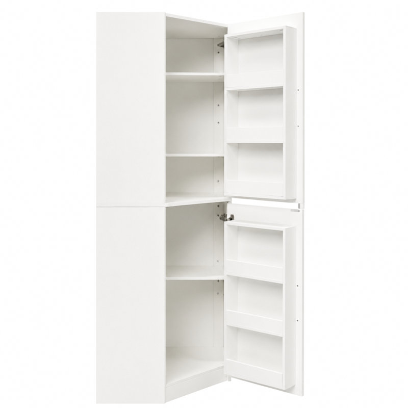 Armoire de coin de cuisine, armoire de rangement autoportante en L de 70,87 po de hauteur avec 2 portes et tablettes, armoire d'angle peu encombrante avec organisateurs de porte pour la cuisine, la salle à manger et le salon