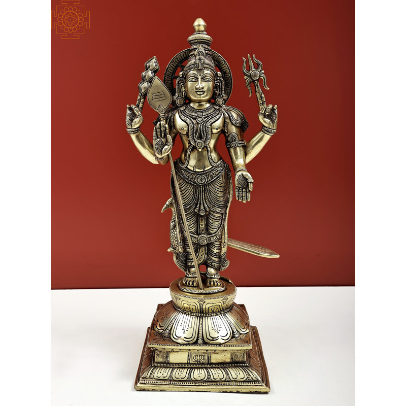 18" Karttikeya (Murugan) Brass Statue – Handcrafted Hindu God of War Sculpture for Home Altar and Spiritual Décor