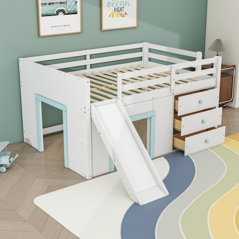 Lit mezzanine en bois avec tiroir et rangement