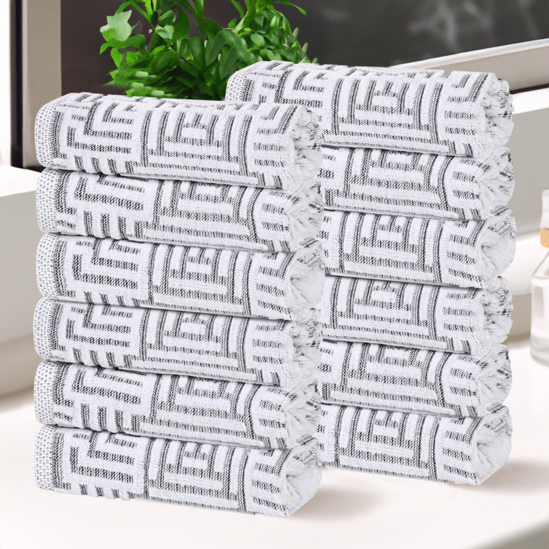Darnette 100% Cotton Midweight Jacquard Washcloth, Charcoal