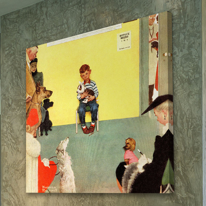 «At The Vets» par Norman Rockwell, reproduction d'art sur toile tendue, H 18 po x l 18 po