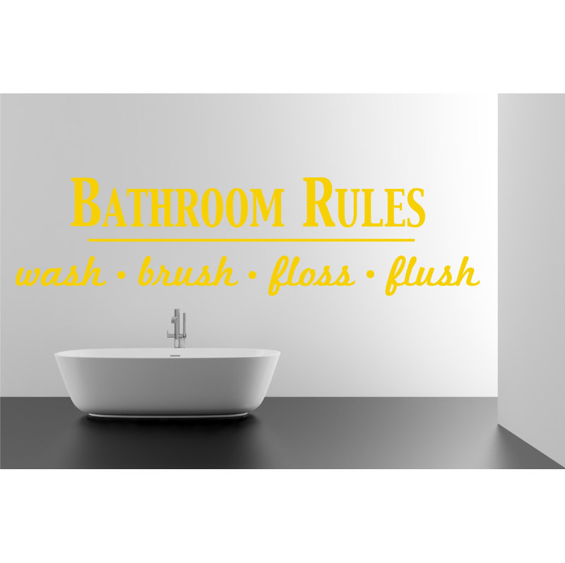 Décalcomanie murale règles de salle de bain, Jaune clair, H 9 po x l 36 po x P 0,01 po