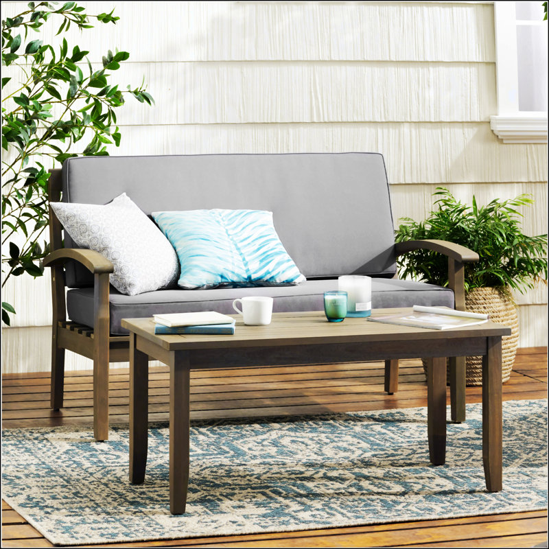 Causeuse et table basse Peyton, Gris foncé
