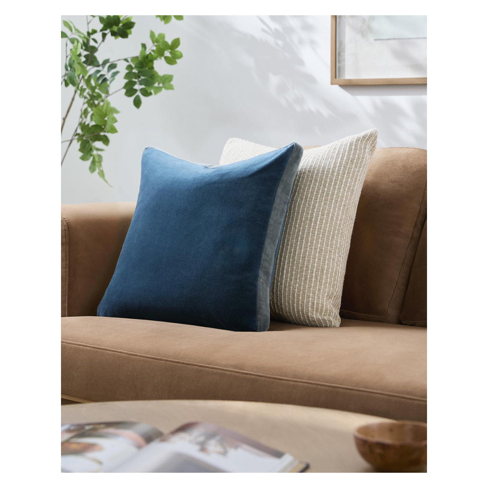  Nicholas Cotton Throw Pillow, Blue/Gray, Pillow Cover Only - No Insert, 20" x 20"