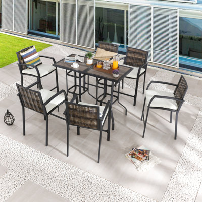 6 - Person Patio Dining Set Square Table with Cushions Included