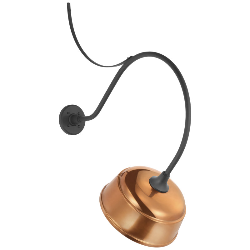 Thomas O'Brien, "Academy 26.5" Anchored Larrabee Barn Light in Matte Black with 16" Green Rockhouse Shade, Copper