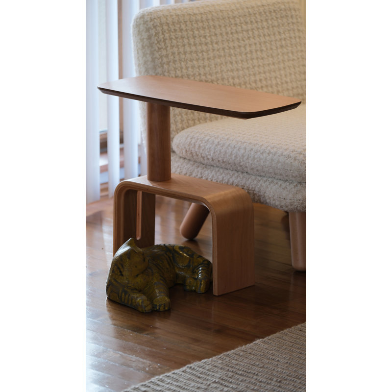 Cross Solid Wood End Table, Light Walnut