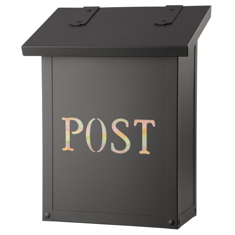 Brass Wall Mounted Mailbox, Gold Iridescent, Textured Black