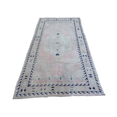 5'1 x 9'5 Hand Knotted Pink Vintage Turkish Oushak Oriental Rug 73FA8A35A6804302B561E0A4E362D9FE