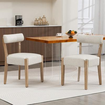 Linen Leather Solid Wood Side Dining Chairs