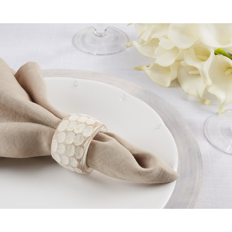 Anneau de serviette en bois de mangue, Blanc