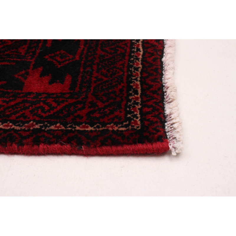 Tapis rouge en laine noué à la main de conception unique 3 pi 3 po x 6 pi 1 po nouvel âge Kalgoorlie
