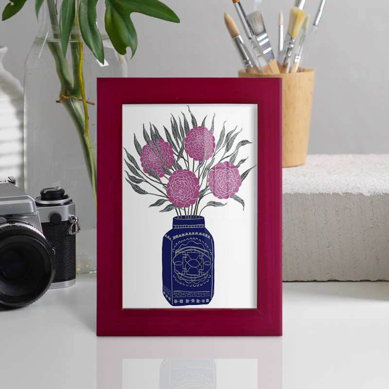 «Fontayne Painted Vase III», reproduction encadrée sur papier, Rouge cerise, H 6 po x l 4 po x P 1 po