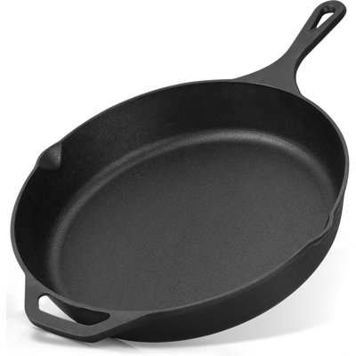 Poêle en fonte pré-assaisonnée Zulay Kitchen - Poêle à frire robuste de 12,5 pouces pour la cuisson intérieure et extérieure