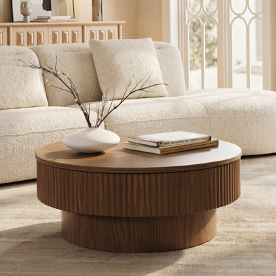 Round Drum Coffee Table with Storage