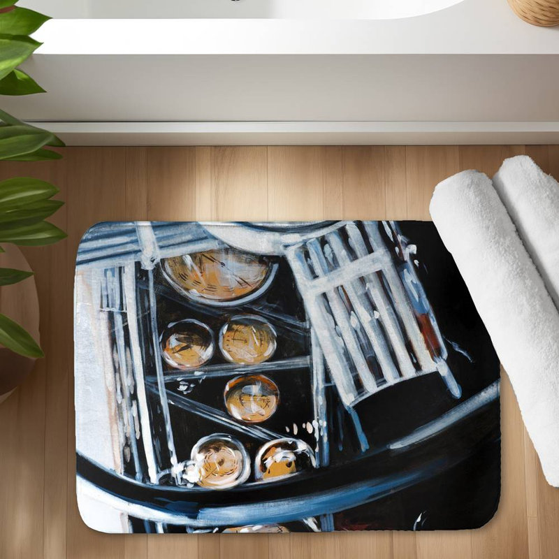 Vintage car interior Bath Mat with Non-Slip Backing - Quick Dry Memory Foam Bathroom Rug - Absorbent - Modern Plush Spa-Style - Machine Washable