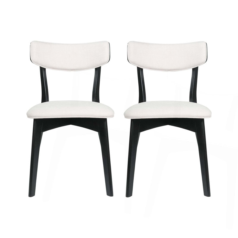 Ensemble de 2 chaises de salle à manger modernes avec pieds en bois, cadre noir élégant, Beige clair