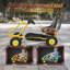 Karting pour enfants, karting à pédales 4 roues avec volant, siège réglable, frein à main de sécurité, voiture électrique extérieure pour garçons et filles de 3 à 6 ans, jaune