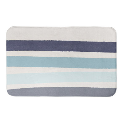 Tapis de bain abstrait à rayures bleues