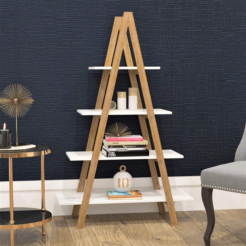 Bellani 135.5cm H x 80cm W Ladder Bookcase, White