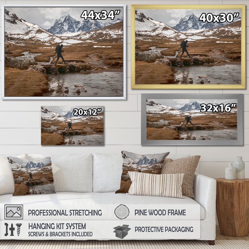 Randonnée dans les Alpes françaises sur toile, Cadre naturel flottant, H 30 po x l 40 po x P 1,5 po