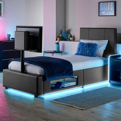 XR Living Ava Upholstered TV Bed with LED Lighting