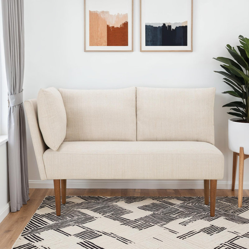 Nalaya Polyester Upholstered Bench, Cream