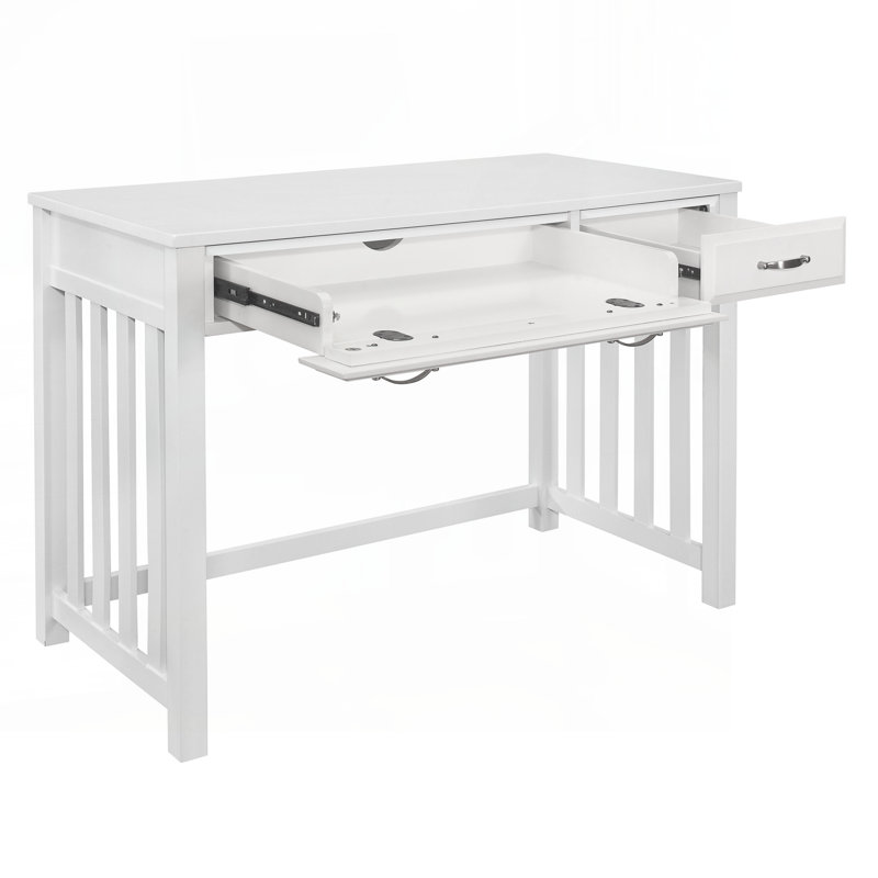 Bureau traditionnel 1pc avec 2 tiroirs et 2 tiroirs à clavier blanc
