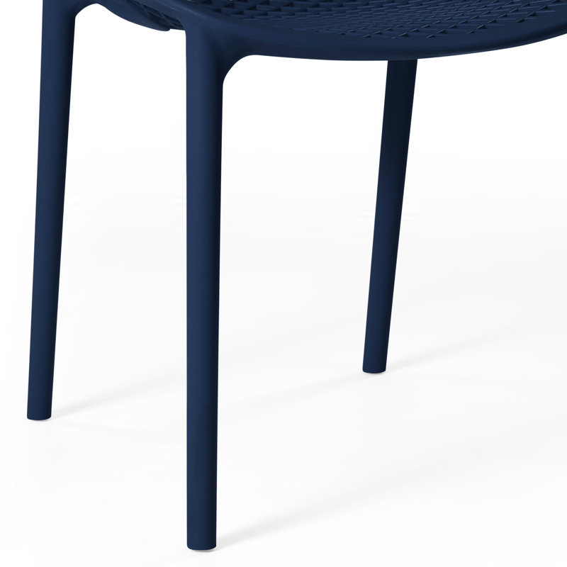 Outdoor Stacking Dining Side Chair (Set Of 2), Dark Blue