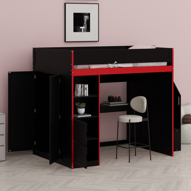 Lit mezzanine avec bureau et rangement Gaming
