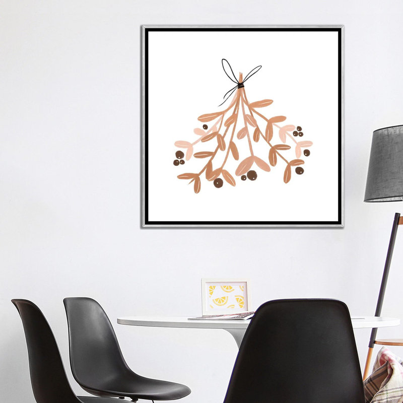 « Mistletoe » par Orara studio, reproduction d’art, H 37 po x l 37 po x P 1,5 po, Toile avec cadre argenté, Pas de tapis