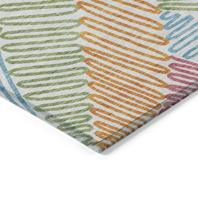 Tapis extérieur lavable floral bleu vert et rose 10 pi x 14 pi