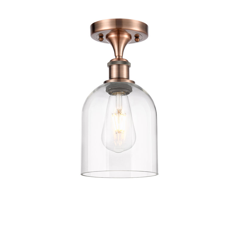 Ballston - Allysson - 1 Light 6" Semi-Flush Mount - Seedy Shade, Clear, Antique Copper