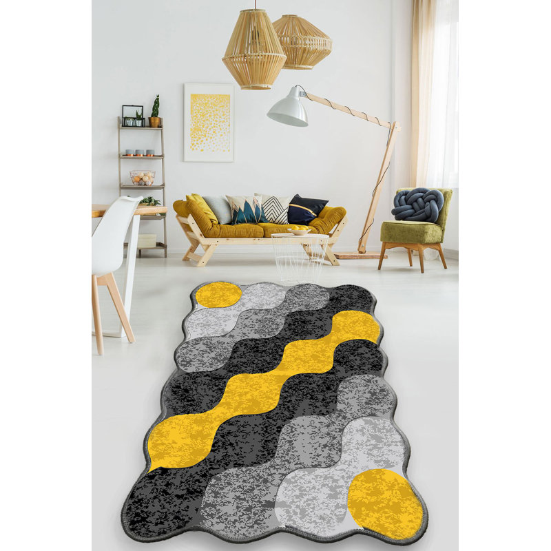 Premium Non-Slip Area Rug, 3.3 x 5.9 ft, 100% Polyester, 0.16 in Pile Height | Antibacterial, Machine Washable, Felt Dot Underside | Perfect for Living Room & Bedroom, Soft & Durable Design