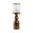 Modern Metal and Glass Pillar Candle Holder with Decorative Iron Base-1806618533