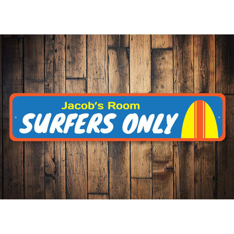 Signe en aluminium Surfers Only Kids Room, H 4 po x l 18 po x P 0,04 po