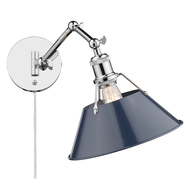 Chrome and Navy Blue Articulating Wall Sconce