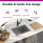 vidaXL 17.3-inch Kitchen Sink with Strainer, Top-Mount Sink Single Bowl, Silver Stainless Steel-85501552-85501556