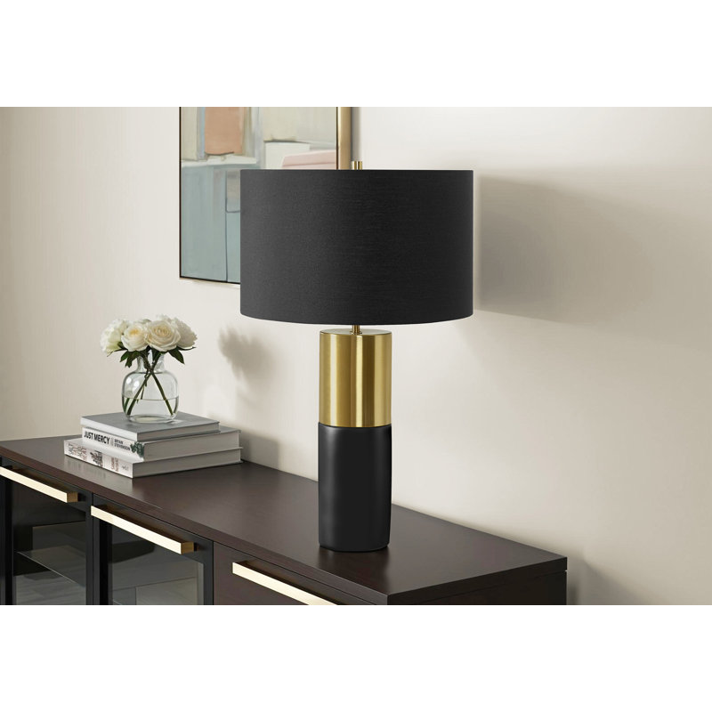 Strovane Contemporary Table Lamp with Black Concrete and Gold Metal Base (Bulb Not Included)